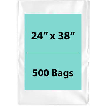 24X38 inches Clear Flat Poly Bags 1.5Mil Open Top (LDPE)